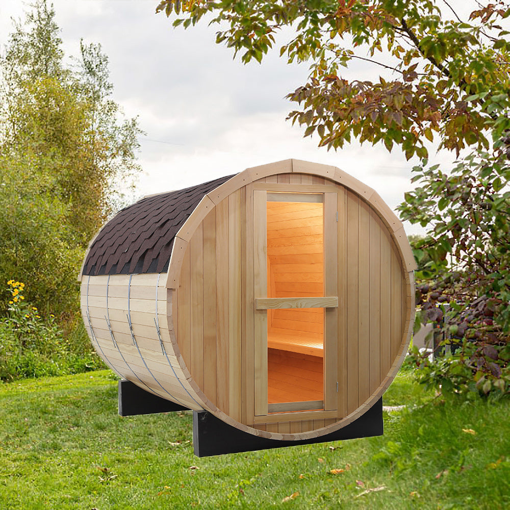 Canadian Hemlock/Red Cedar Outdoor Barrel Sauna