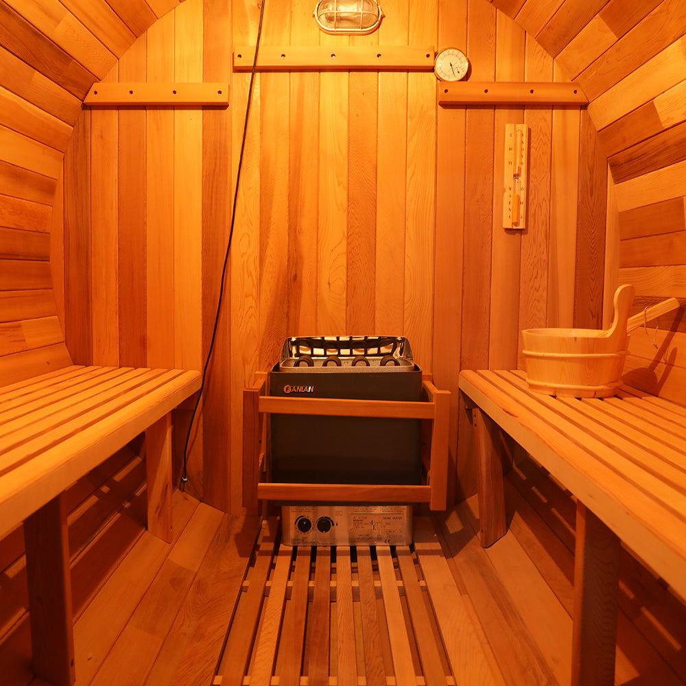 Canadian Hemlock/Red Cedar Outdoor Barrel Sauna