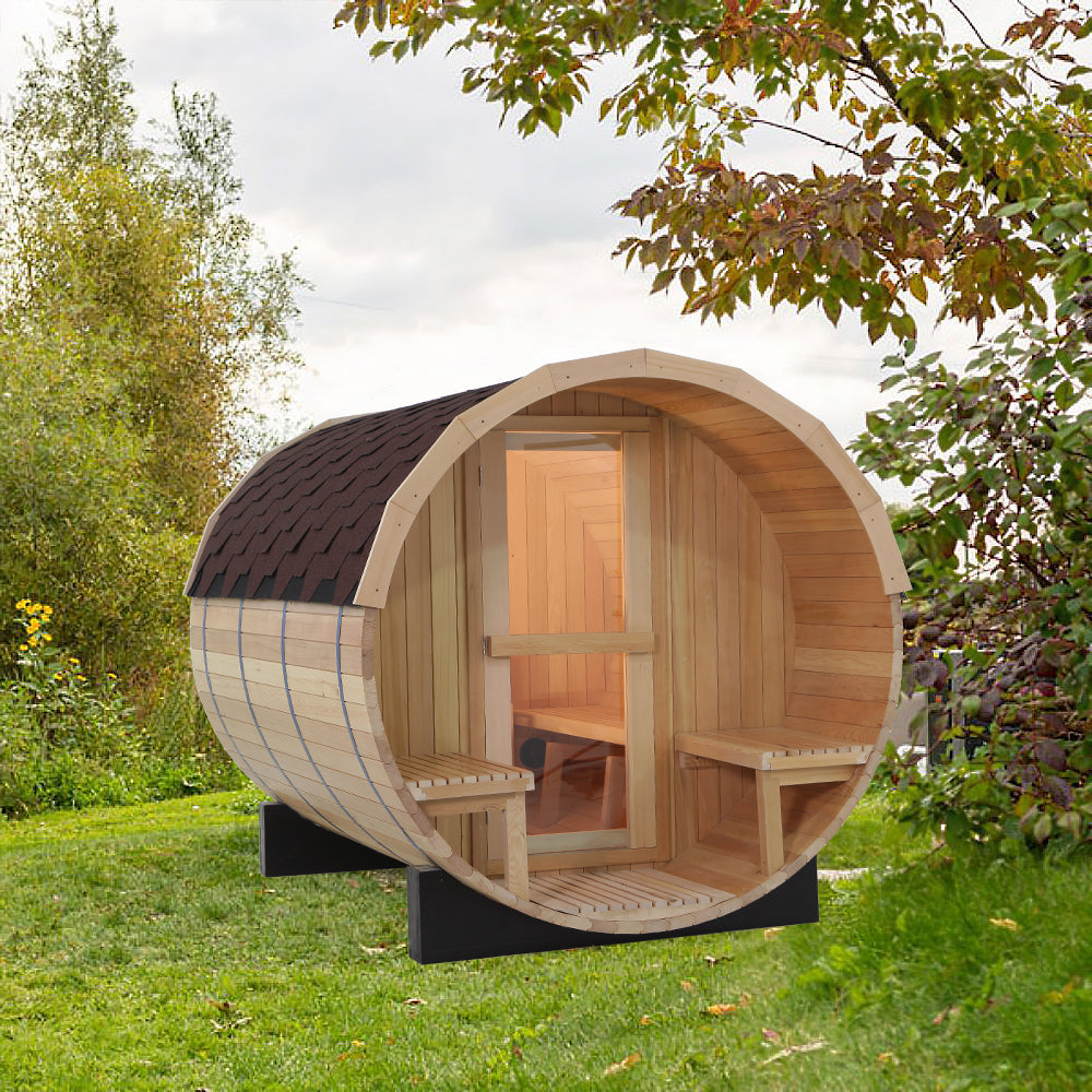 Canadian Hemlock/Red Cedar Outdoor Barrel Sauna