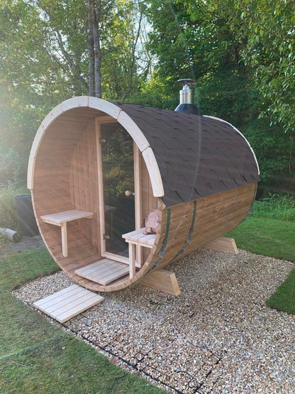 Outdoor Barrel Sauna With Glass Window