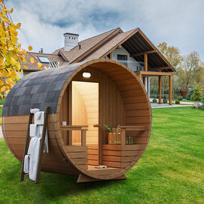 Outdoor Barrel Sauna With Glass Window